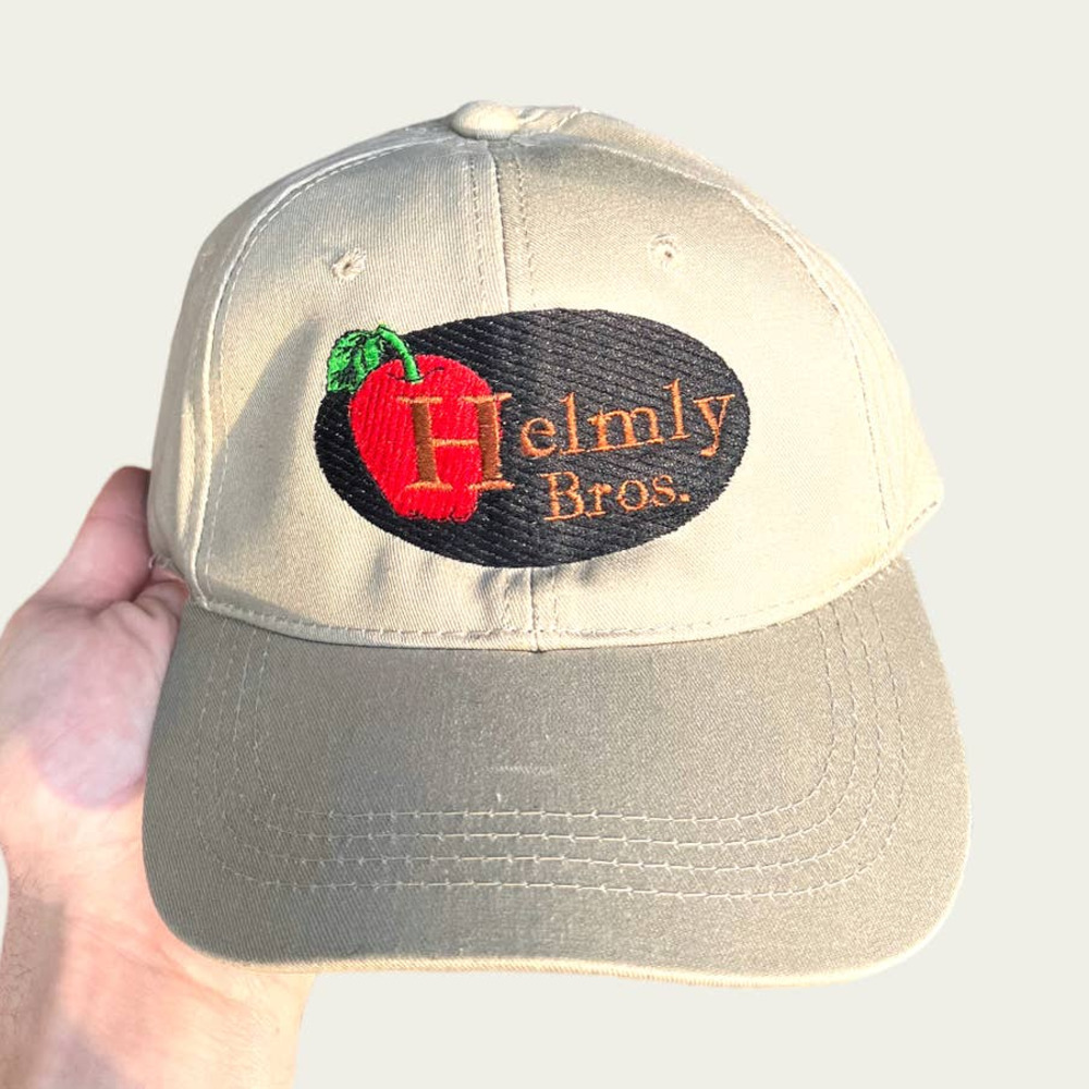 Helmly Brothers Vintage Embroidered Red Apple Tan Snapback Hat Cap
